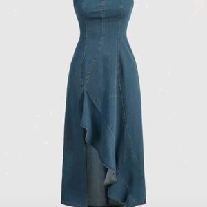 SHEIN Asymmetrical Denim Dress in Blue